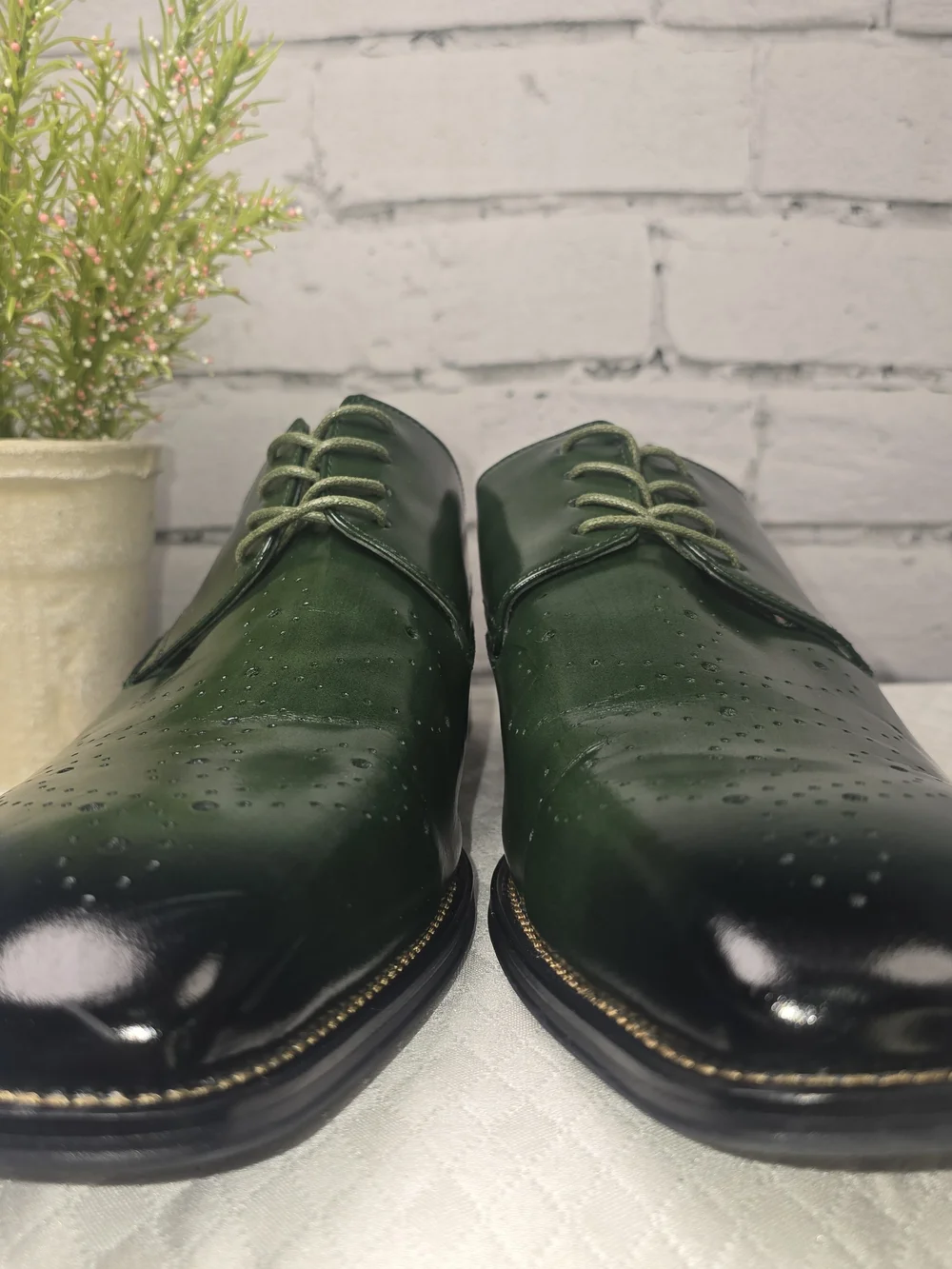 GIOVANNI JOEL MENS GREEN LEATHER LACE-UP DRESS SHOE GLOSSY WING TIP DERBY 12